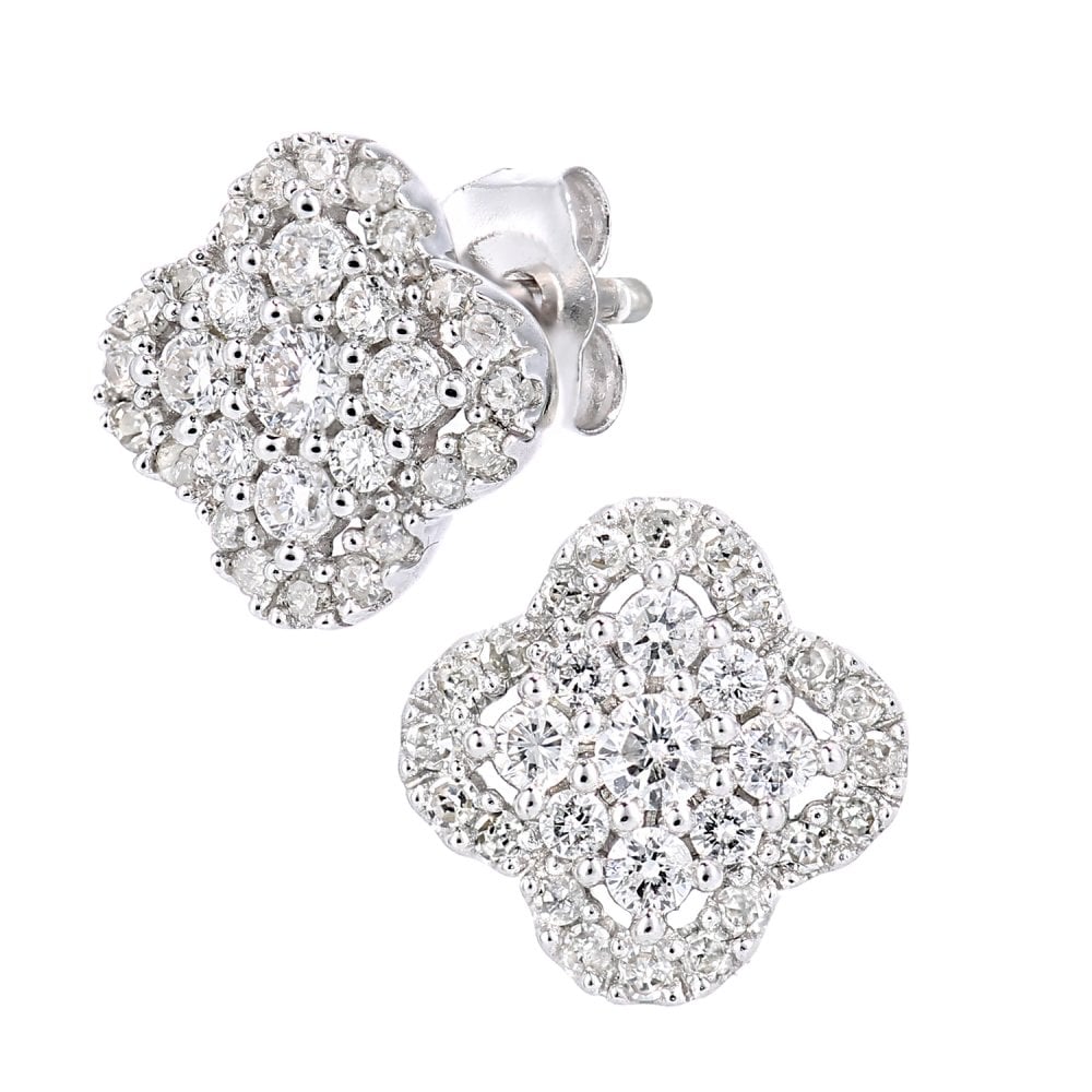 SPARKLD 9ct White Gold 0.40ct Diamond Halo Stud Earrings