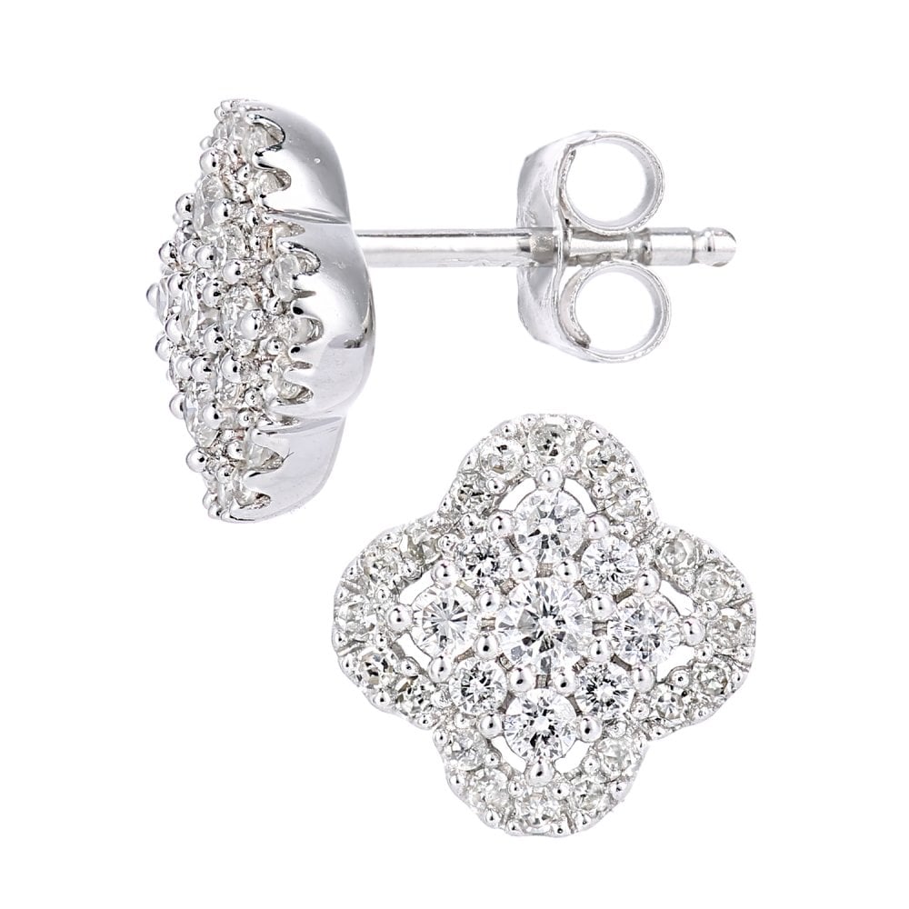 SPARKLD 9ct White Gold 0.40ct Diamond Halo Stud Earrings