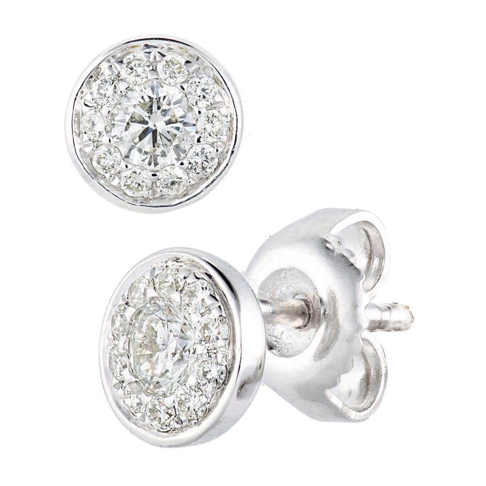 SPARKLD 9ct White Gold 0.33ct Diamond Halo Stud Earrings