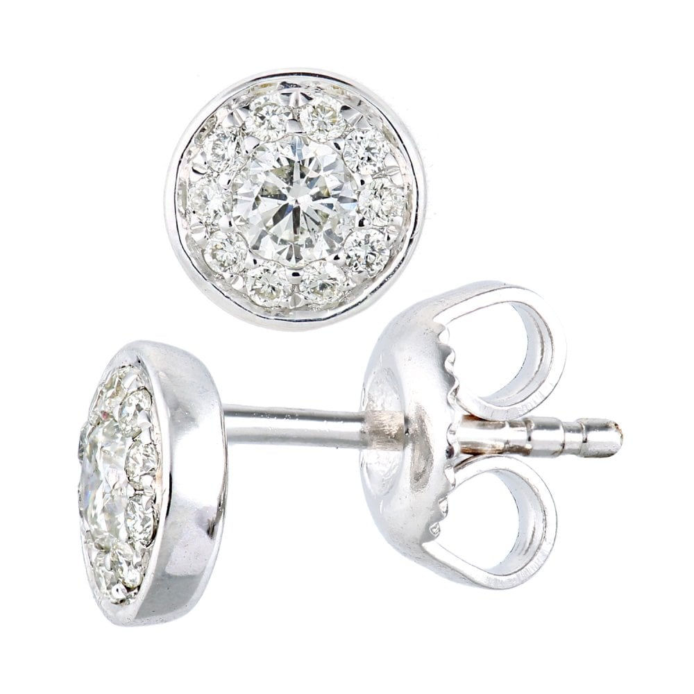 SPARKLD 9ct White Gold 0.33ct Diamond Halo Stud Earrings
