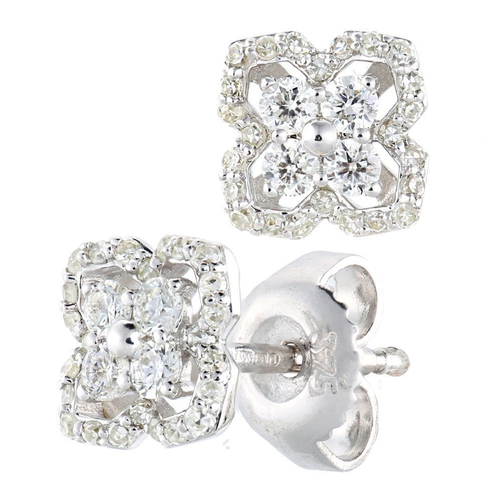 SPARKLD 9ct White Gold 0.33ct Diamond Halo Stud Earrings