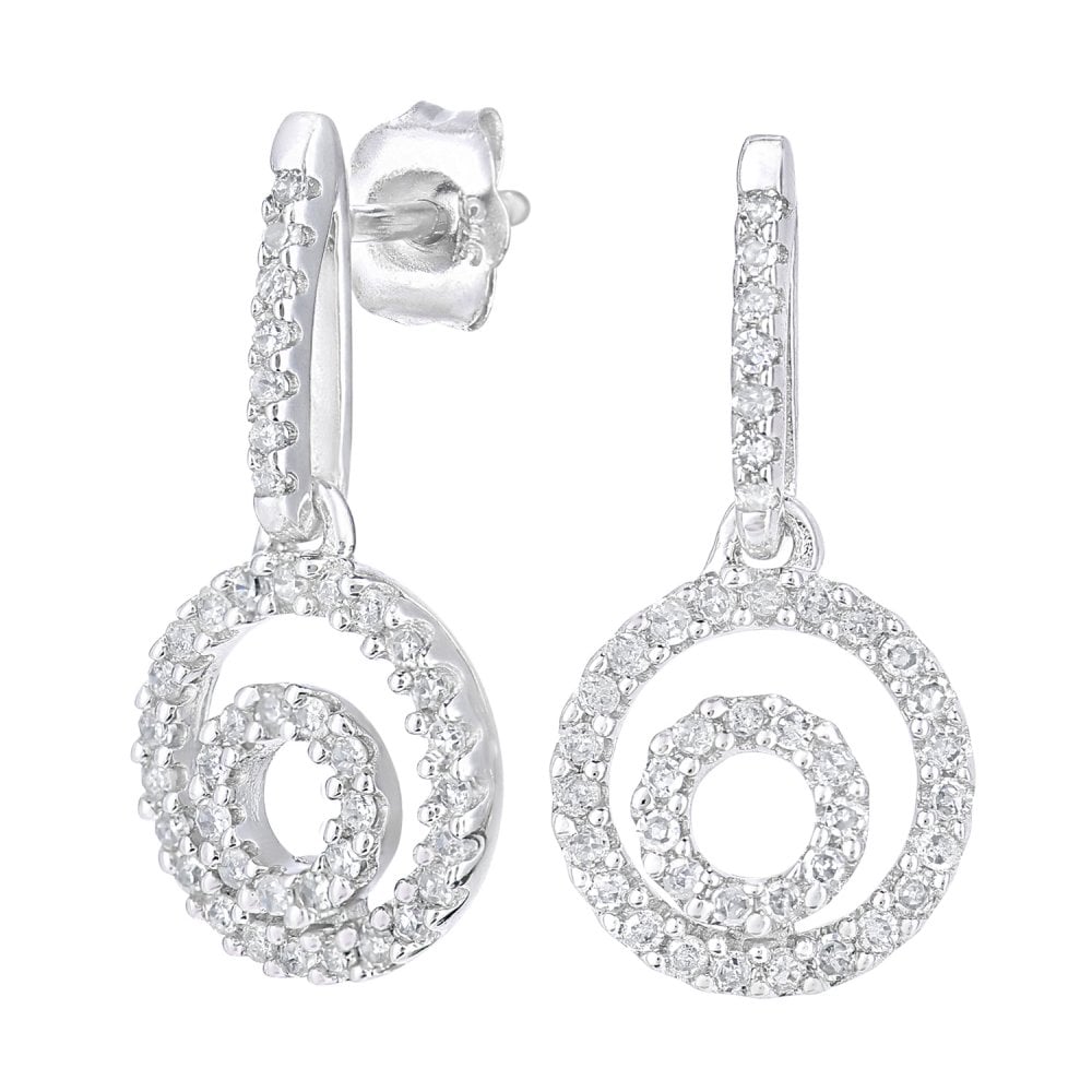 SPARKLD 9ct White Gold 0.33ct Diamond Circle Drop Earrings