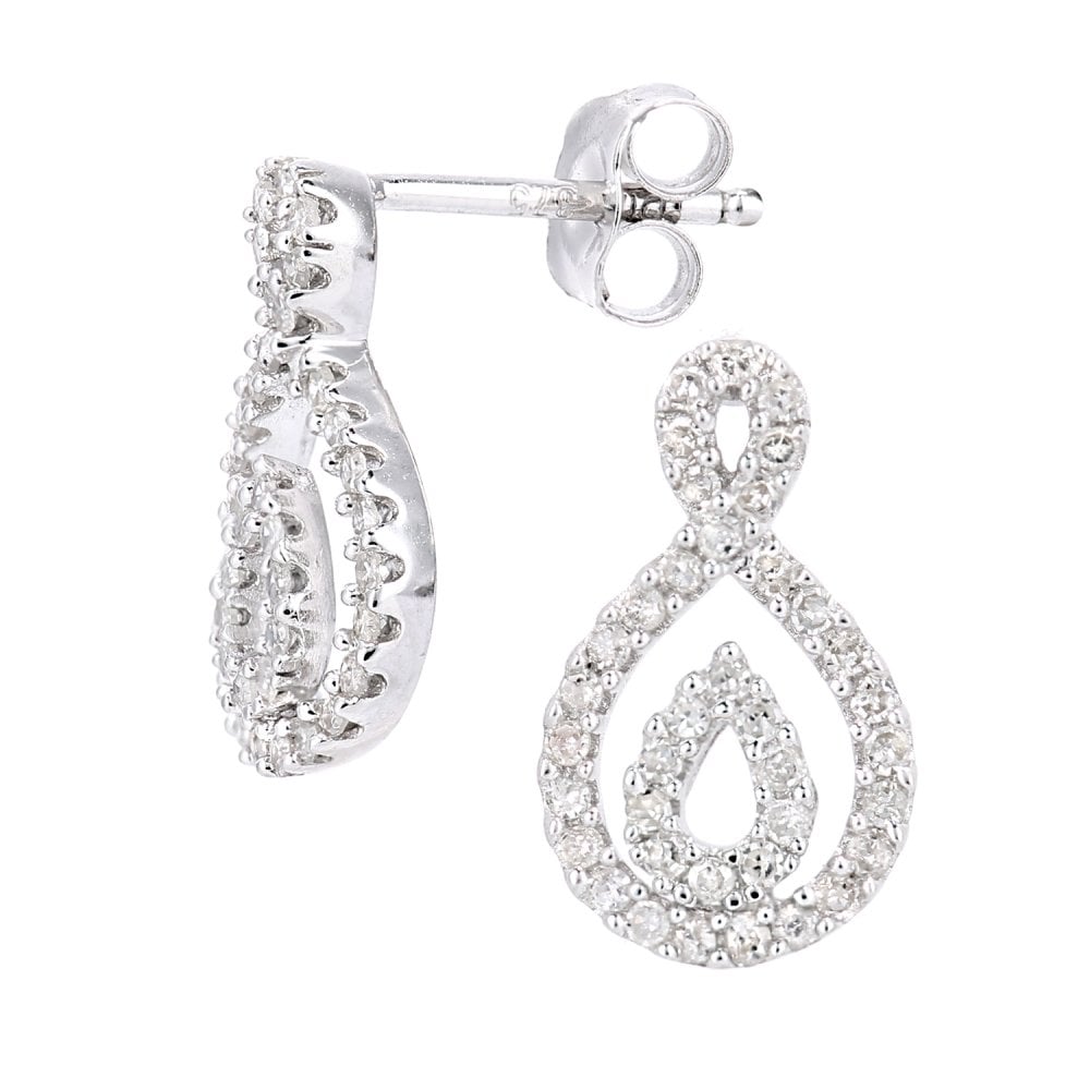 SPARKLD 9ct White Gold 0.30ct Diamond Teardrop Stud Earrings
