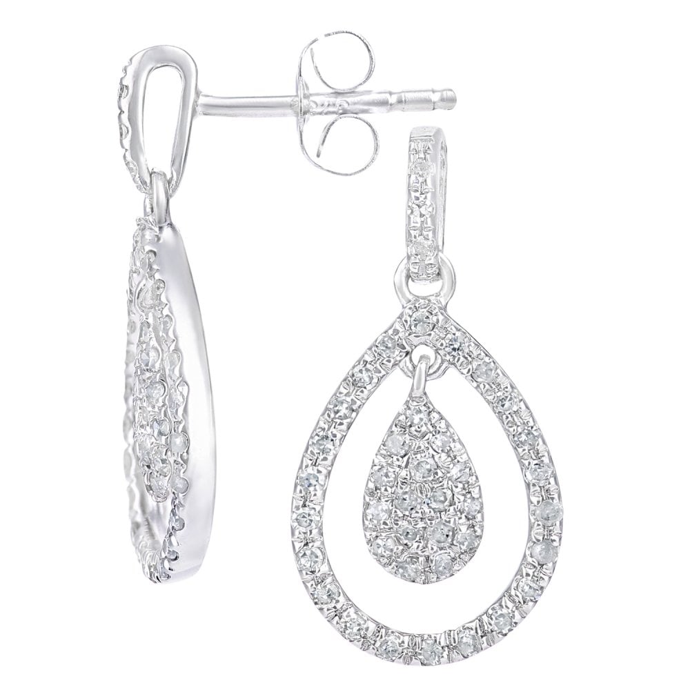 SPARKLD 9ct White Gold 0.30ct Diamond Teardrop Earrings
