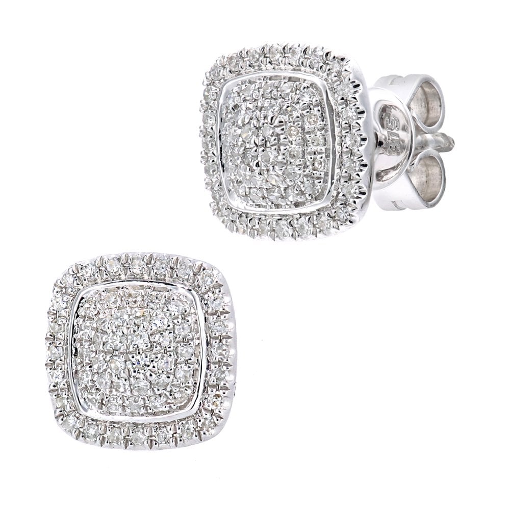 SPARKLD 9ct White Gold 0.25ct Diamond Halo Stud Earrings