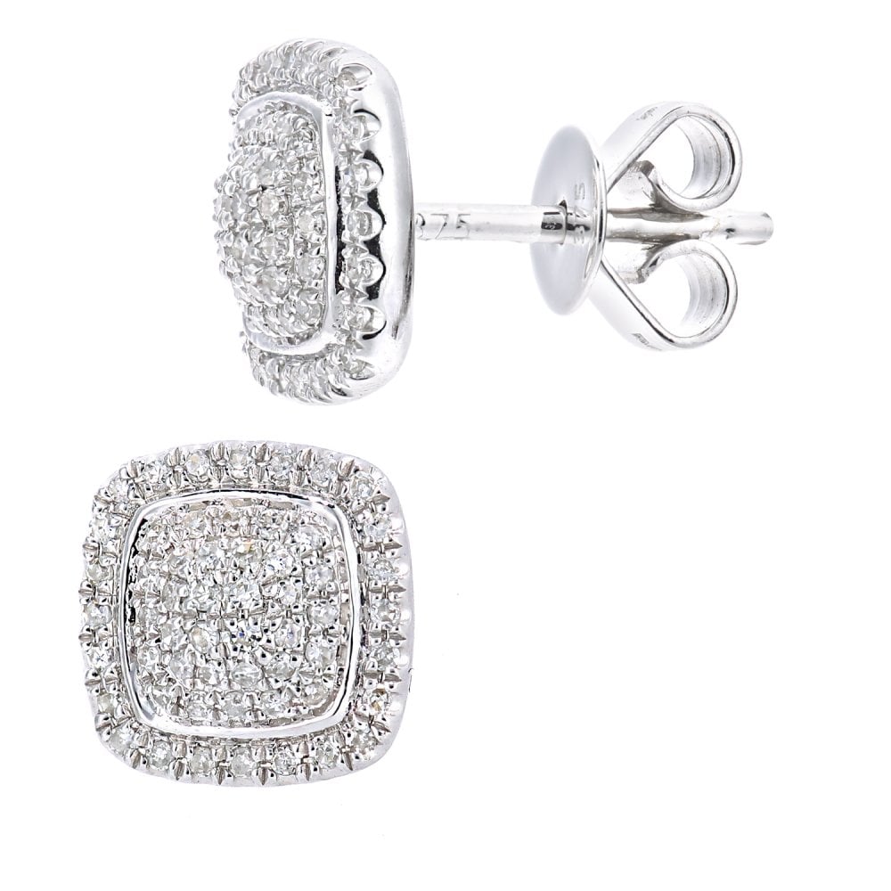SPARKLD 9ct White Gold 0.25ct Diamond Halo Stud Earrings