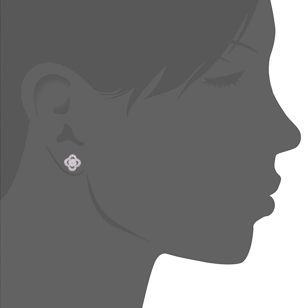 SPARKLD 9ct White Gold 0.25ct Diamond Flower Stud Earrings