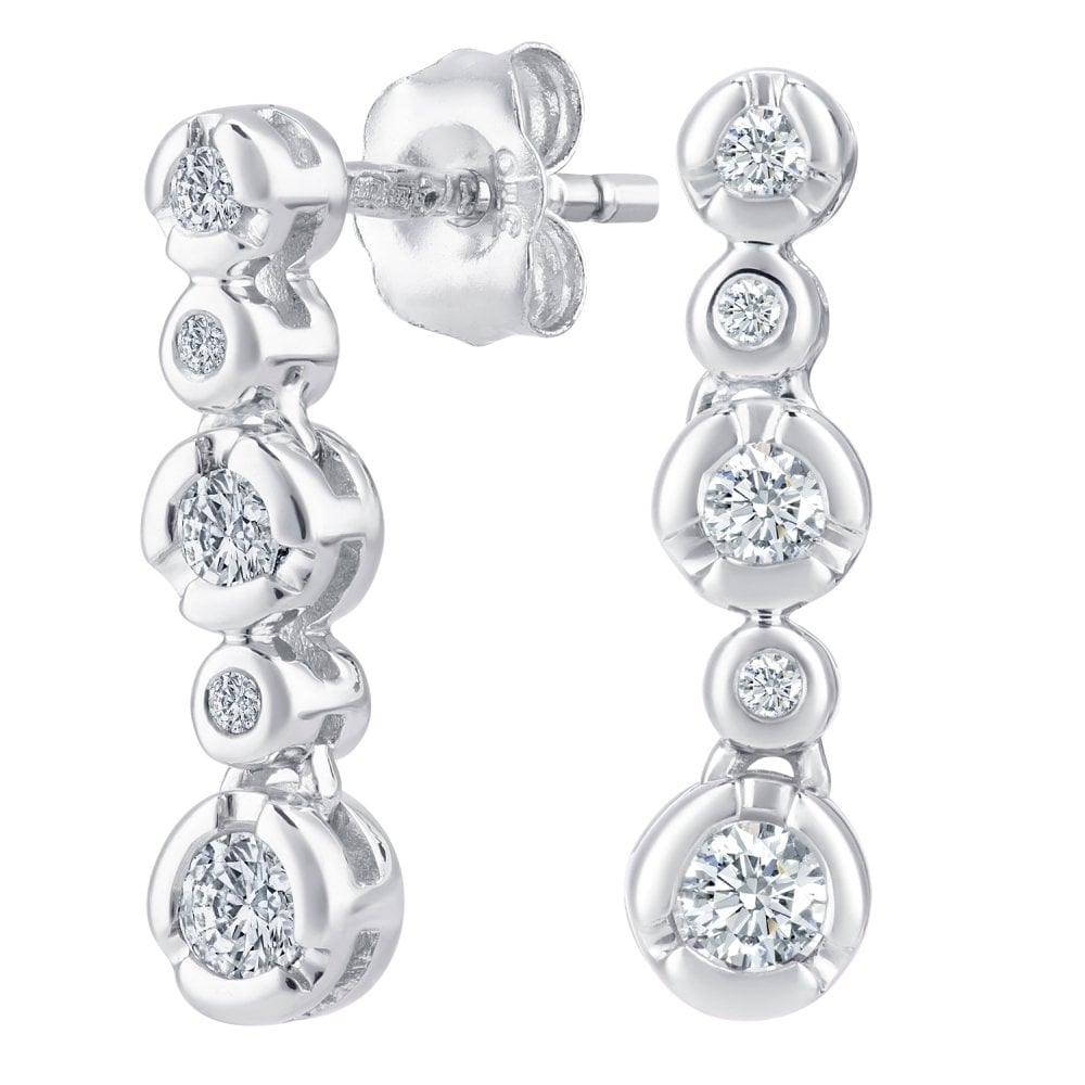SPARKLD 9ct White Gold 0.25ct Diamond Drop Earrings