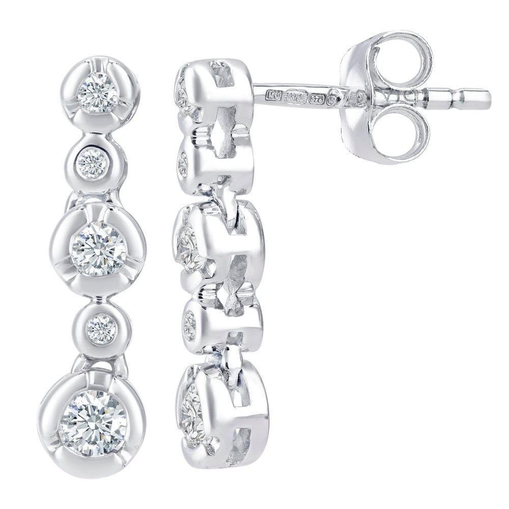 SPARKLD 9ct White Gold 0.25ct Diamond Drop Earrings