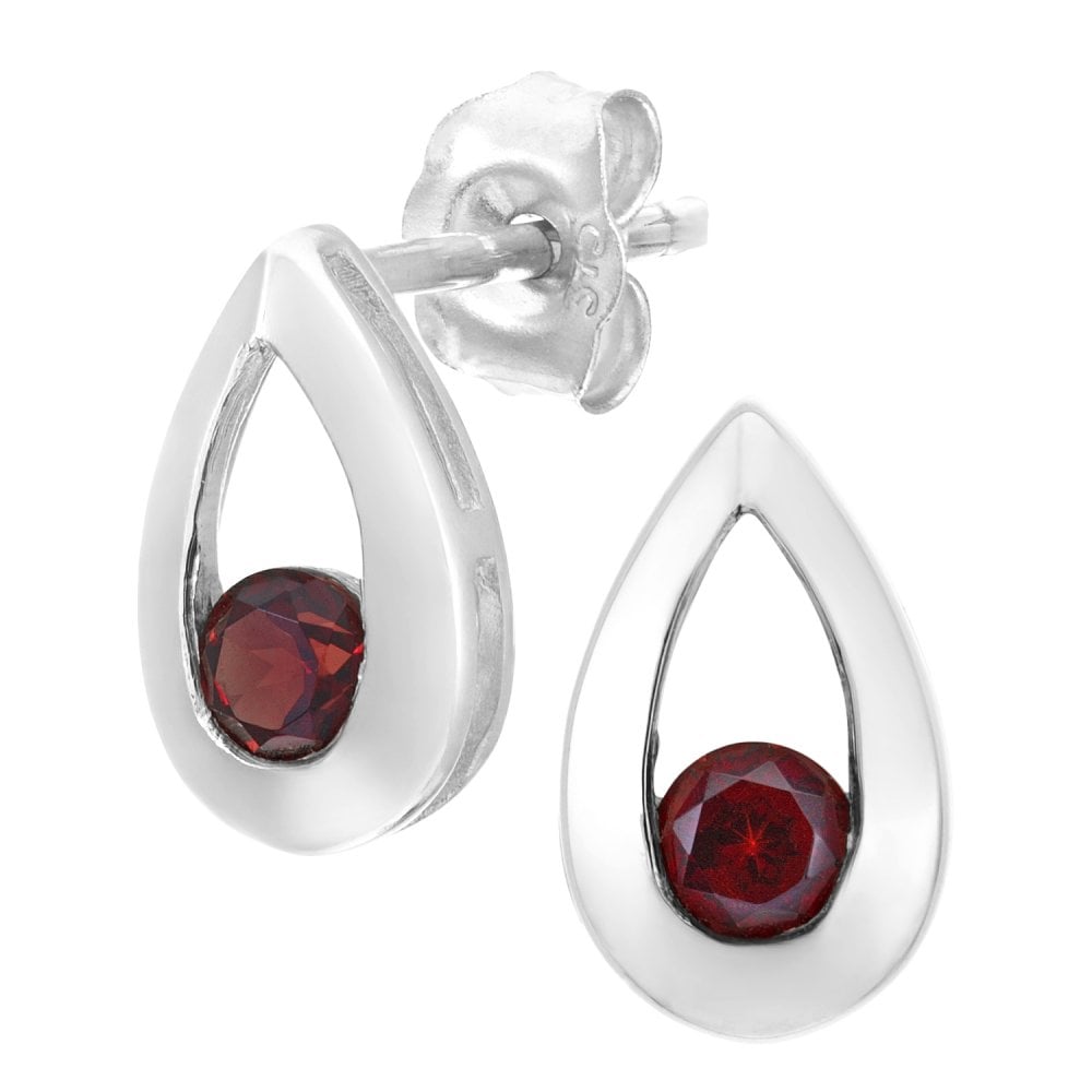 SPARKLD 9ct White Gold 0.35ct Garnet Teardrop Earrings