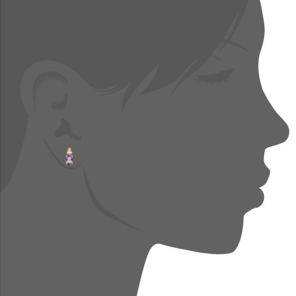 SPARKLD 9ct Gold Amethyst Birth Stone Earrings
