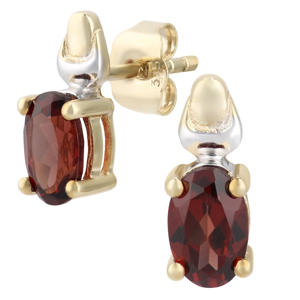 SPARKLD 9ct Gold Garnet Birth Stone Earrings