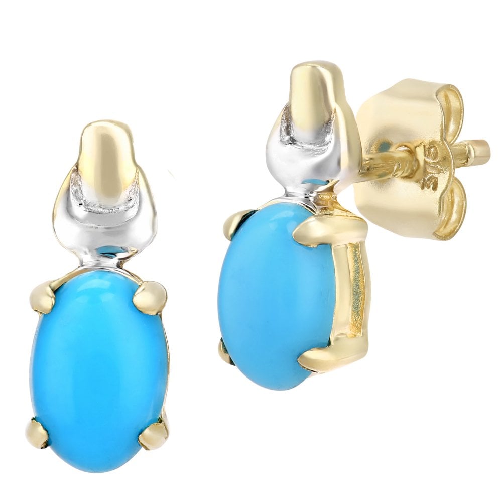 SPARKLD 9ct Gold Turquoise Birth Stone Earrings