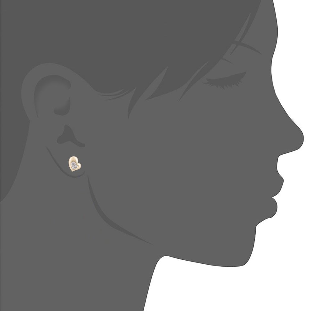 SPARKLD 9ct Yellow Gold 0.03ct Diamond Heart Stud Earrings