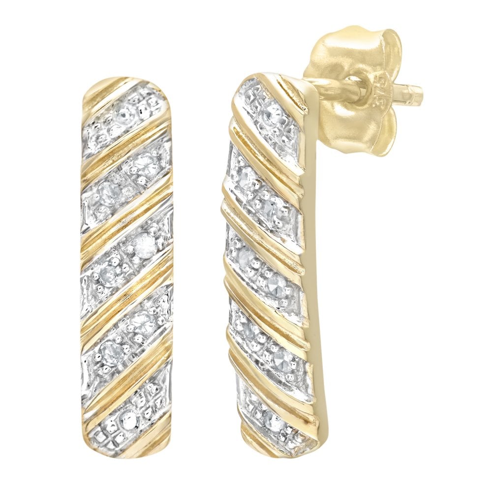 SPARKLD 9ct Yellow Gold 0.05ct Diamond Stick Drop Earrings