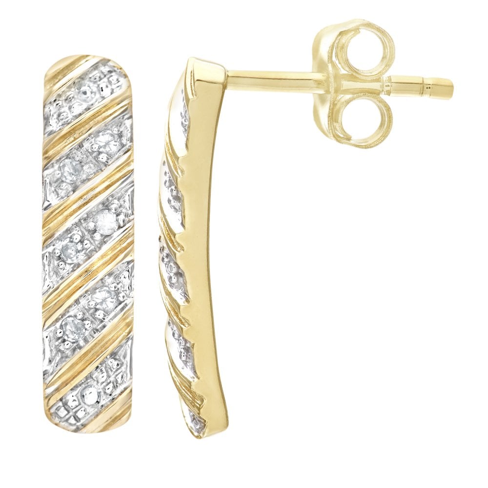 SPARKLD 9ct Yellow Gold 0.05ct Diamond Stick Drop Earrings