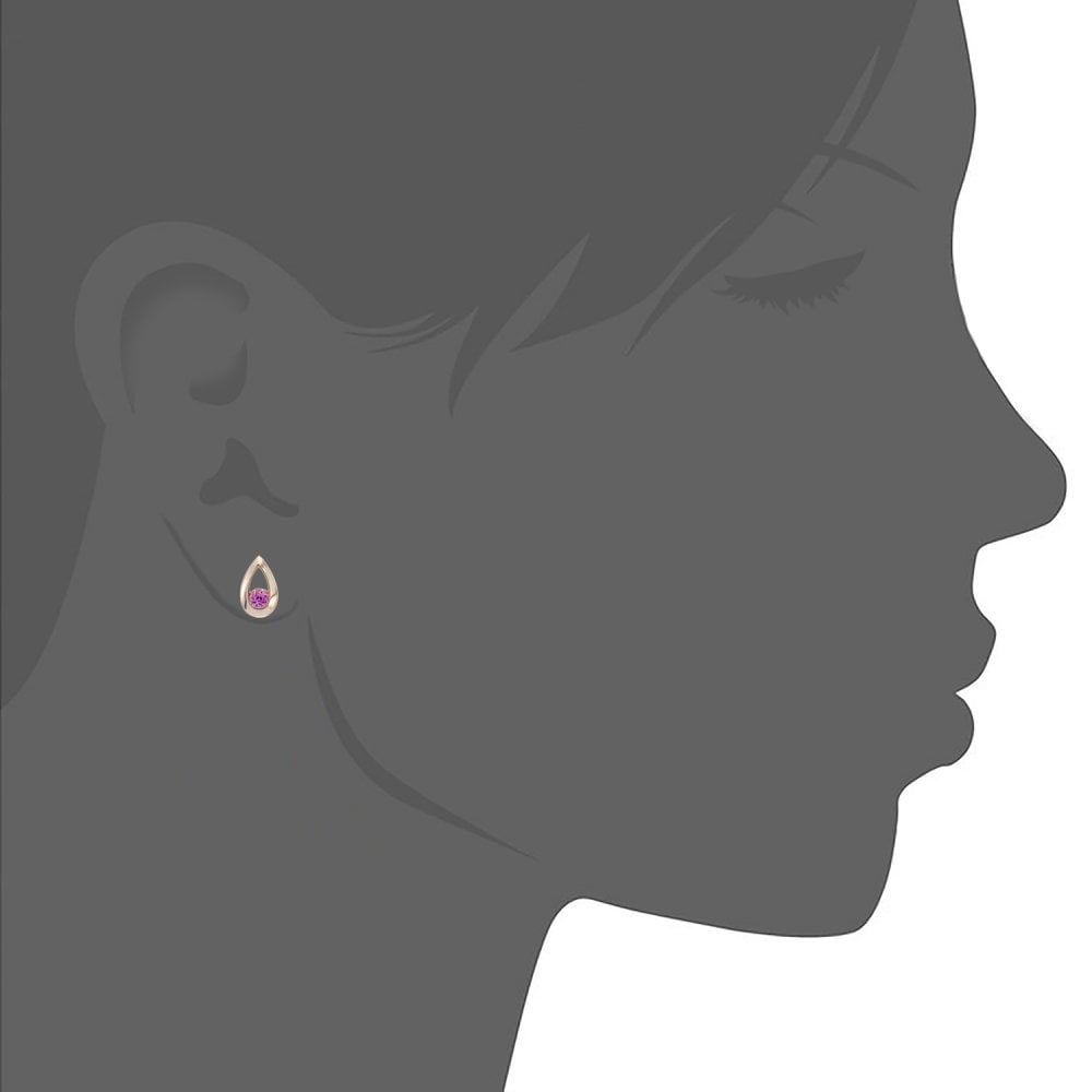 SPARKLD 9ct Yellow Gold 0.30ct  Created Pink Sapphire Teardrop Earrings