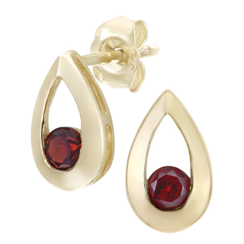 SPARKLD 9ct Yellow Gold 0.35ct Garnet Teardrop Earrings