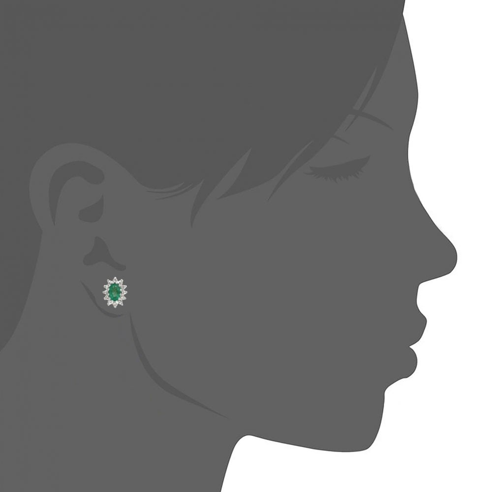 SPARKLD 9 ct Yellow Gold Ladies 0.05ct Diamond and Emerald Cluster Earrings