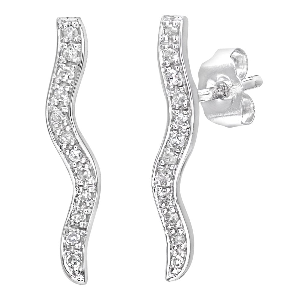 SPARKLD 9ct White Gold Ladies 0.15ct Diamond Earrings