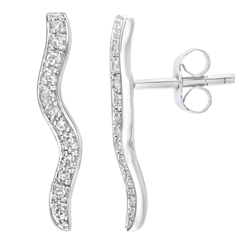 SPARKLD 9ct White Gold Ladies 0.15ct Diamond Earrings