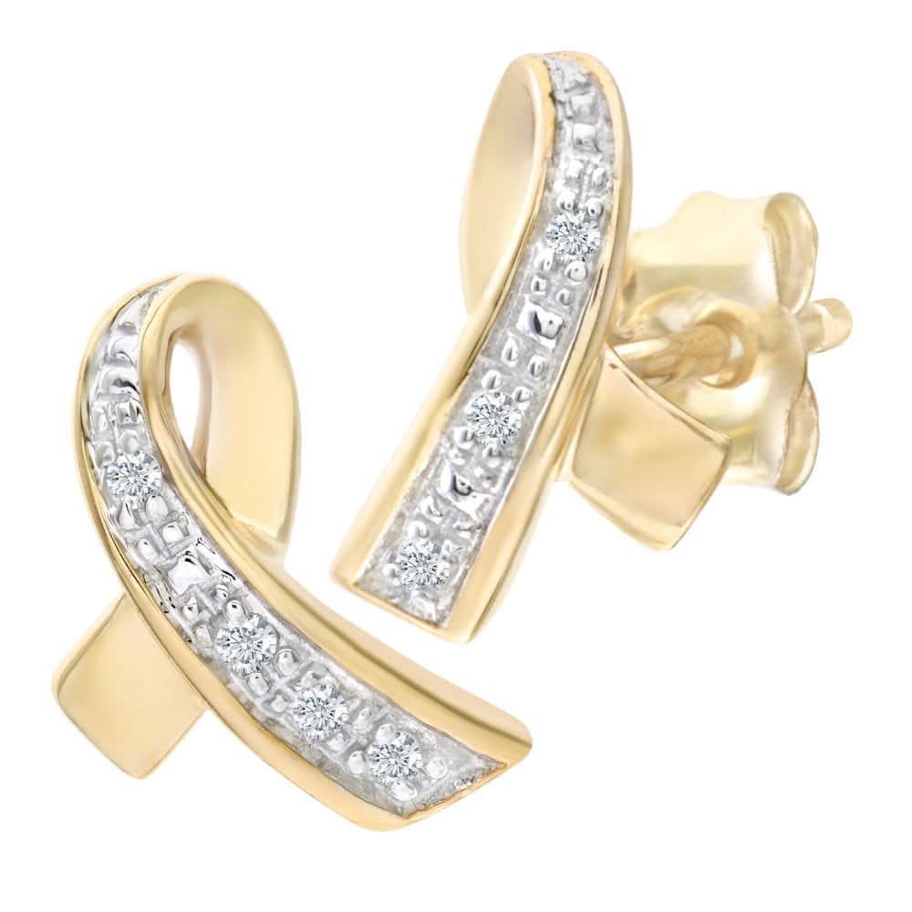 SPARKLD 9ct Yellow Gold 0.02ct Diamond Kiss Earrings