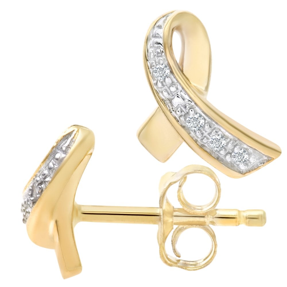 SPARKLD 9ct Yellow Gold 0.02ct Diamond Kiss Earrings