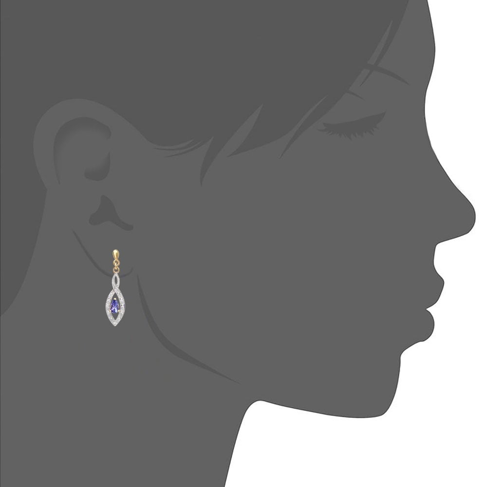 SPARKLD 9ct Yellow Gold Tanzanite and 0.01ct Diamond Teardrop Earrings