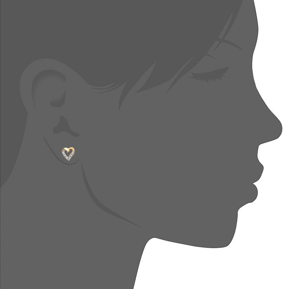 SPARKLD 9ct Yellow Gold 0.01ct Diamond Heart Earrings