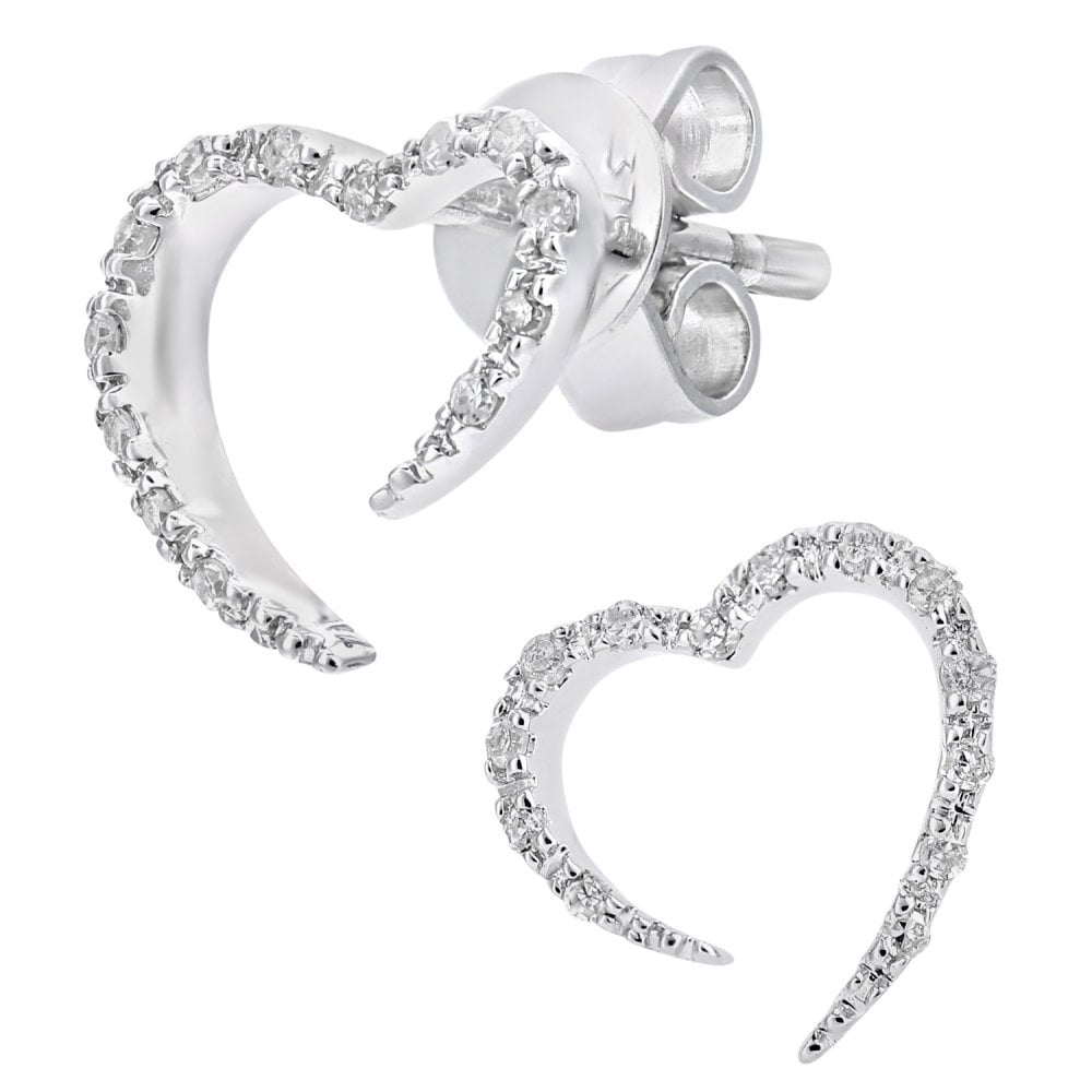SPARKLD 9ct White Gold 0.10ct Diamond Heart Stud Earrings