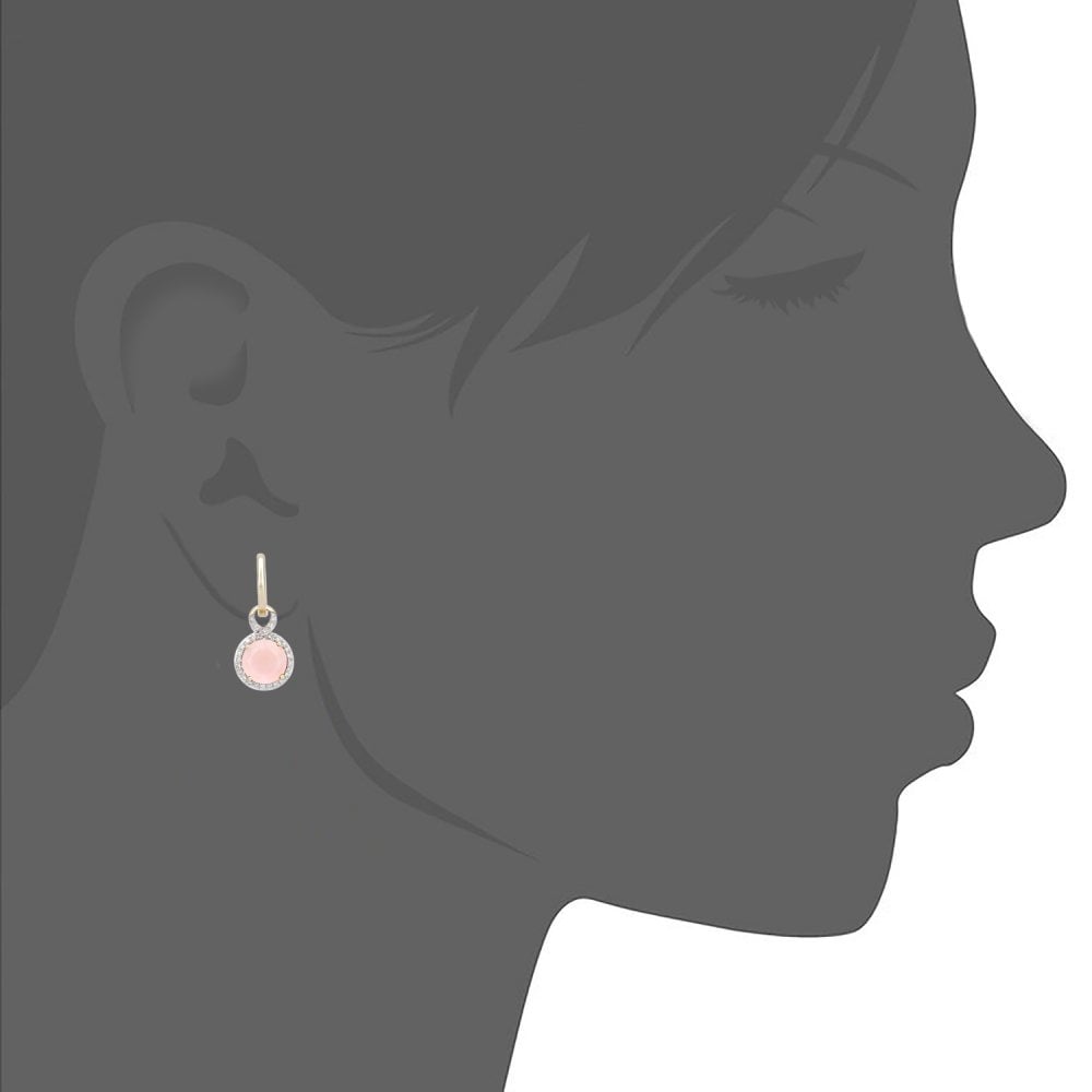 SPARKLD 9ct Yellow Gold Pink Opal and 0.17ct Diamond Drop Earrings