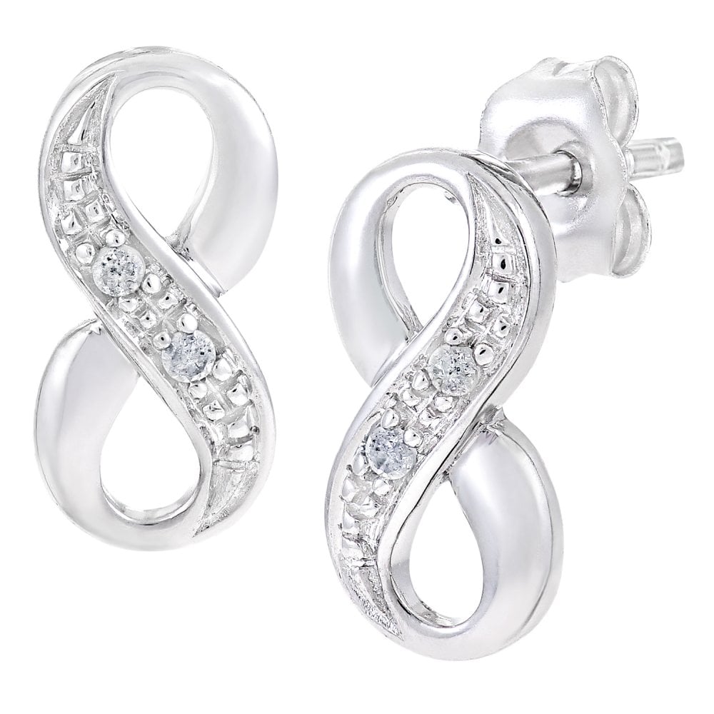 SPARKLD 9ct White Gold 0.03ct Diamond Stud Earrings