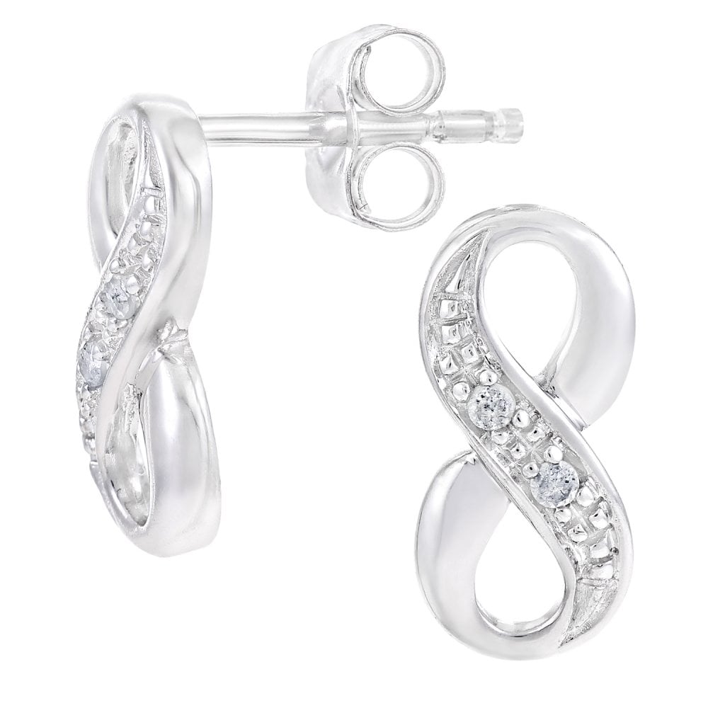 SPARKLD 9ct White Gold 0.03ct Diamond Stud Earrings