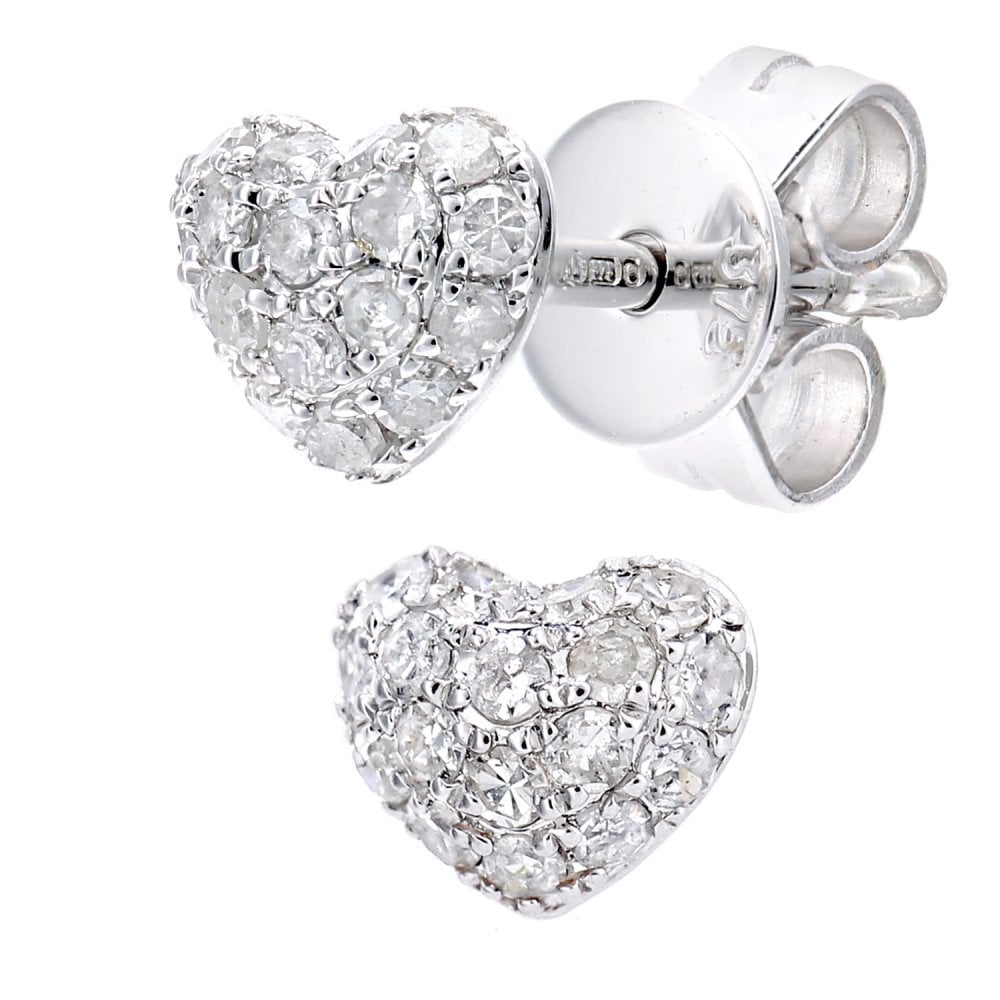 SPARKLD 9ct White Gold 0.15ct Diamond Heart Stud Earrings