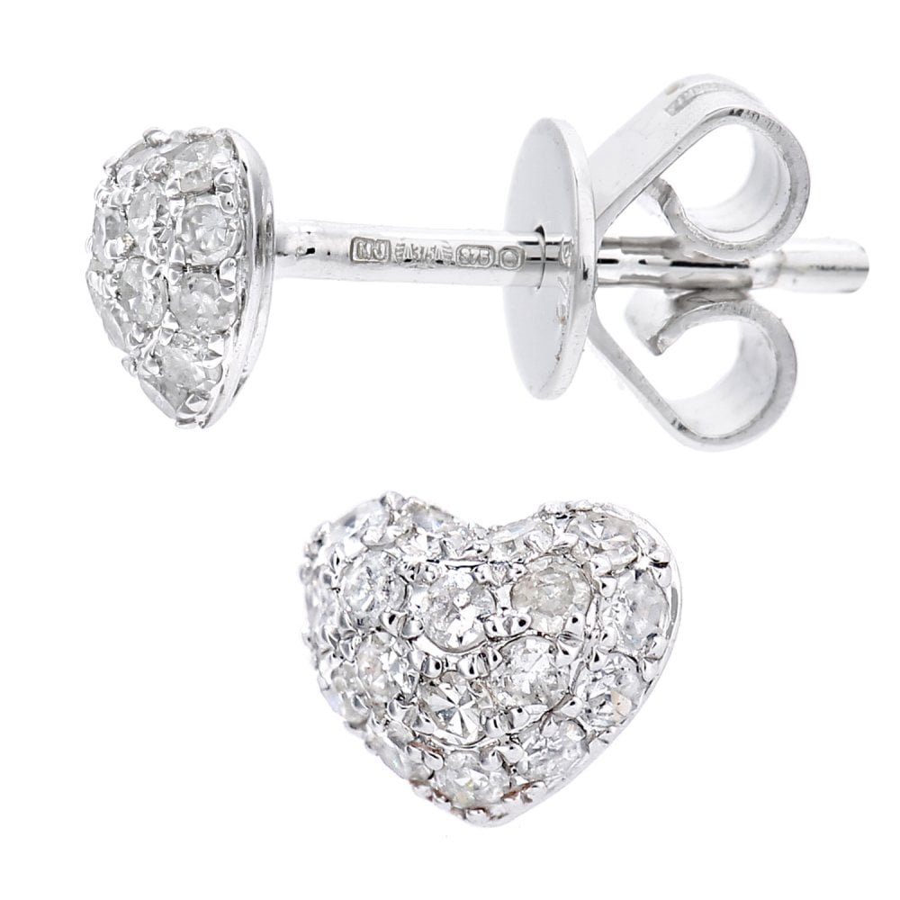 SPARKLD 9ct White Gold 0.15ct Diamond Heart Stud Earrings