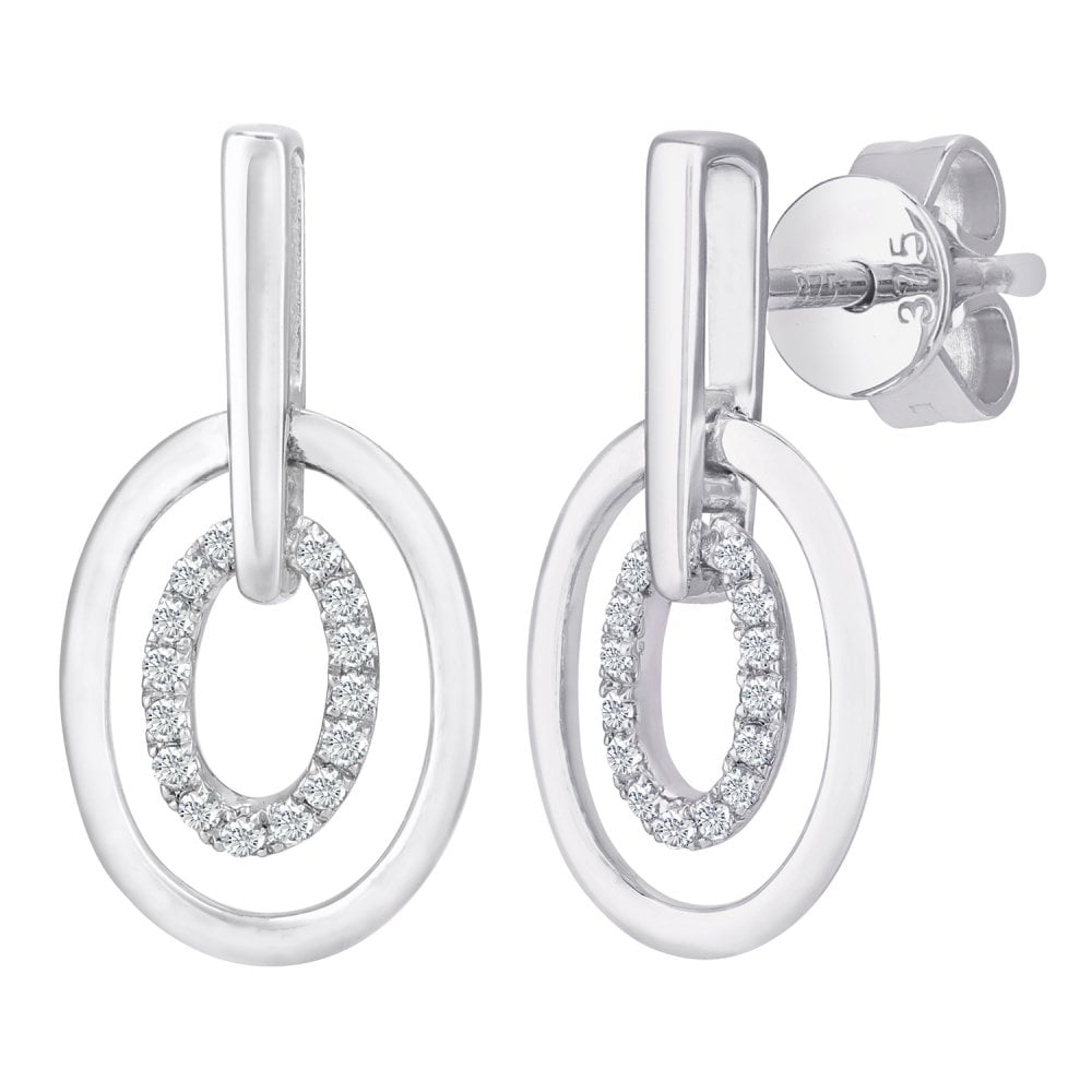 SPARKLD 9ct White Gold 0.05ct Diamond Drop Earrings