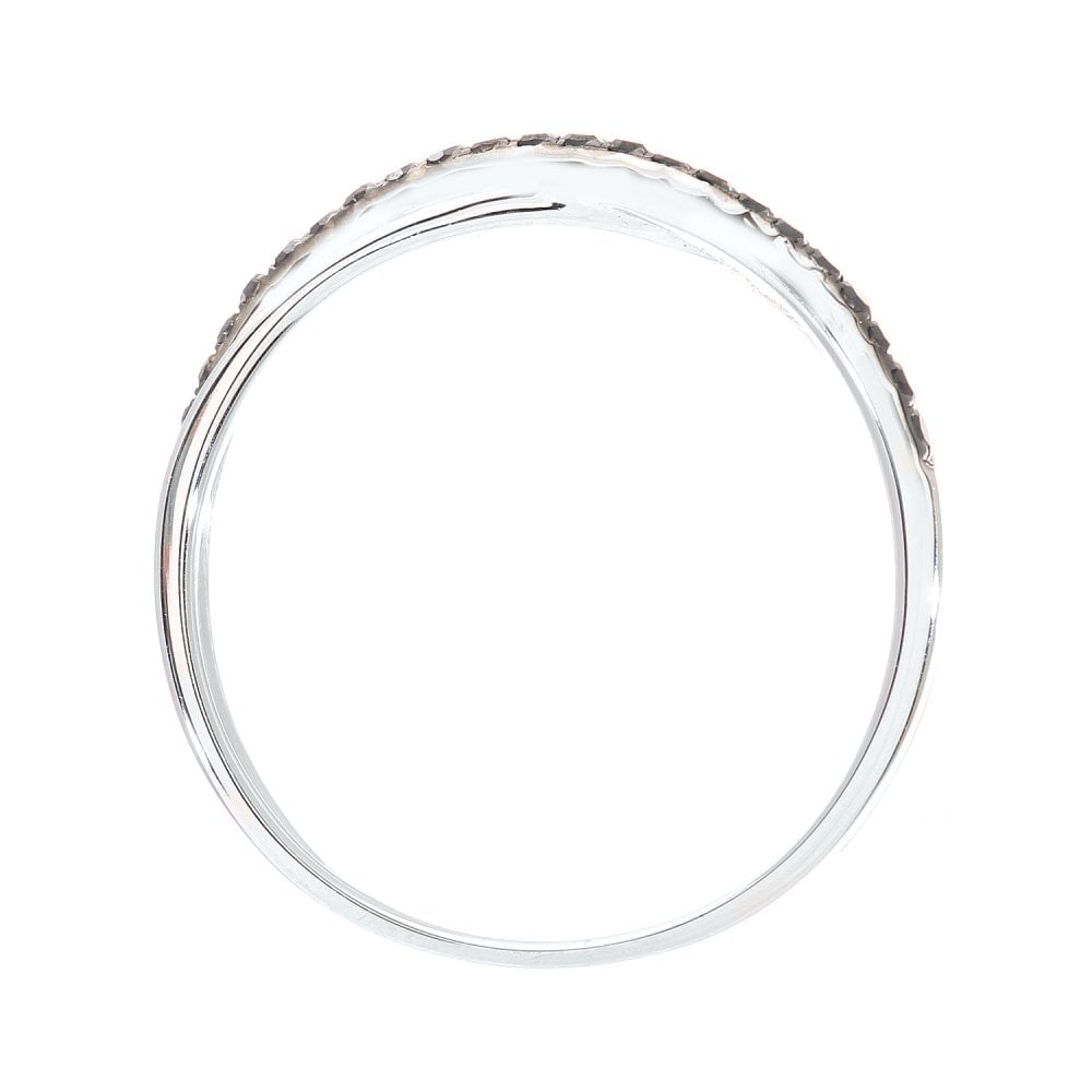 SPARKLD 9ct White Gold Black and White 0.20ct Diamond Crossover Eternity Ring