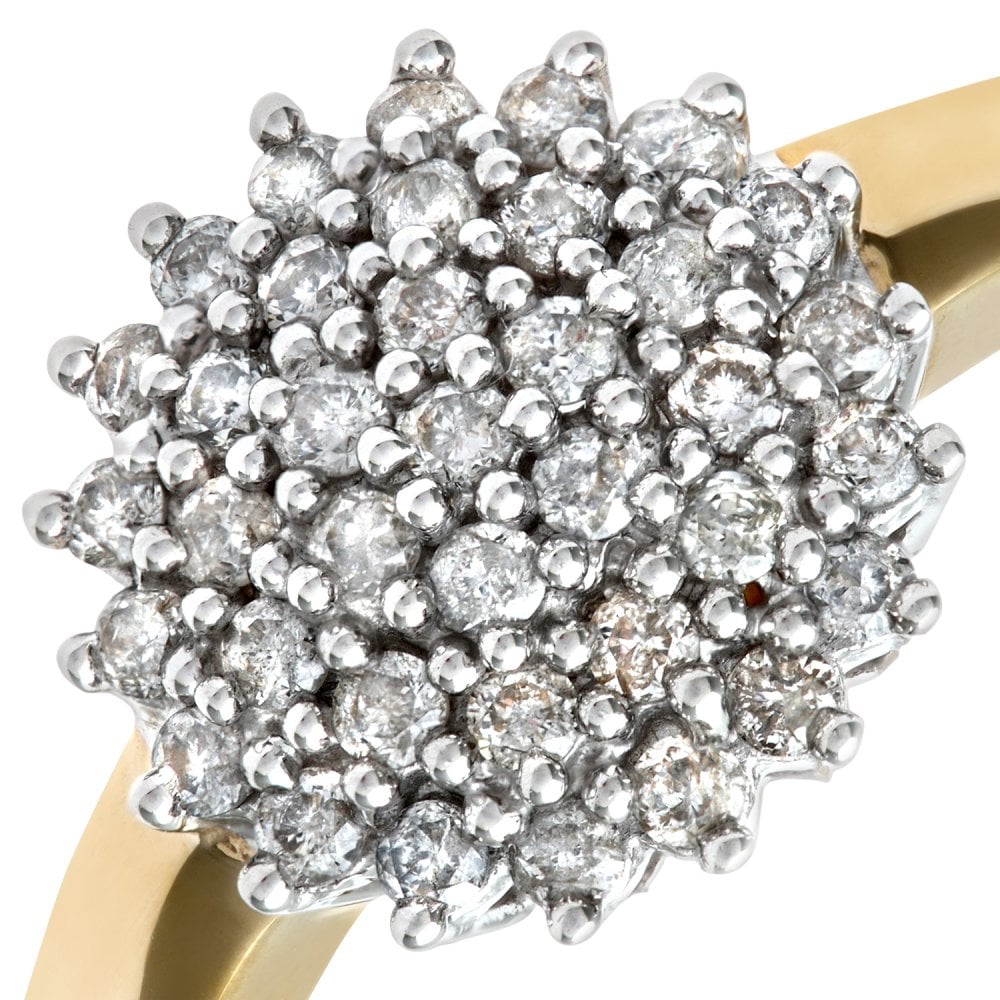 SPARKLD 9ct Yellow Gold 0.50ct Diamond Cluster Ring