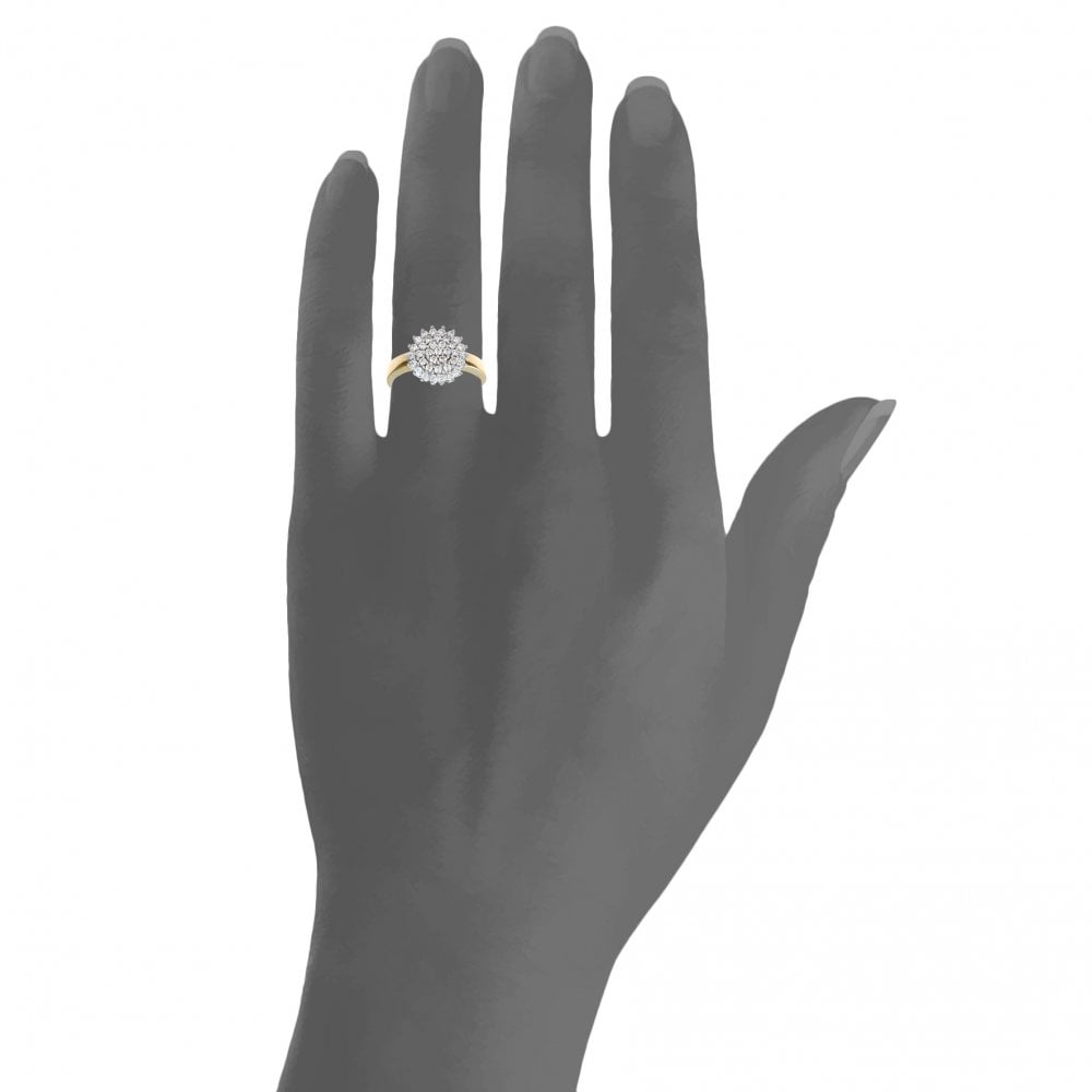 SPARKLD 9ct Yellow Gold 0.50ct Diamond Cluster Ring