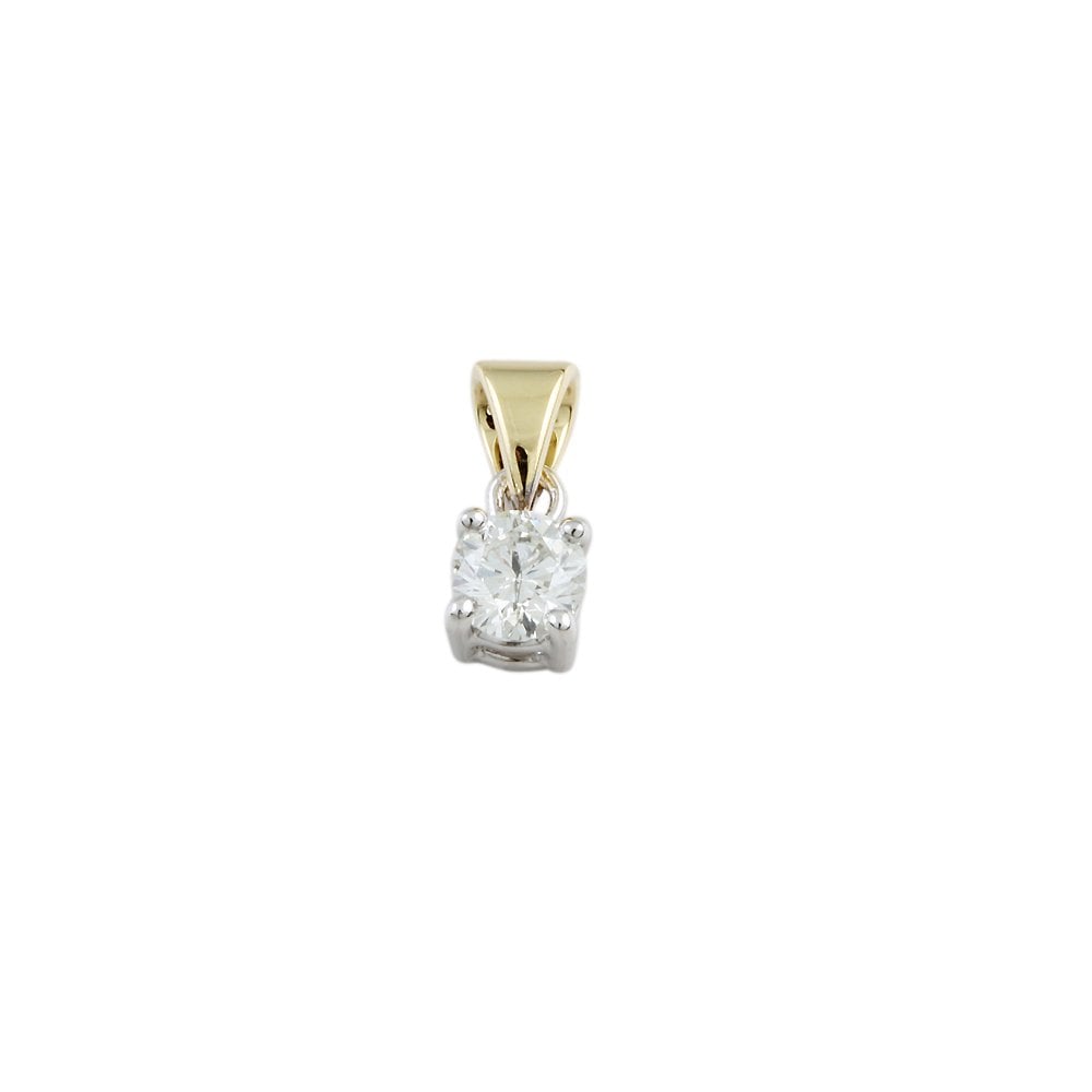 9ct Yellow and White Gold 0.35ct Round Brilliant Cut Diamond