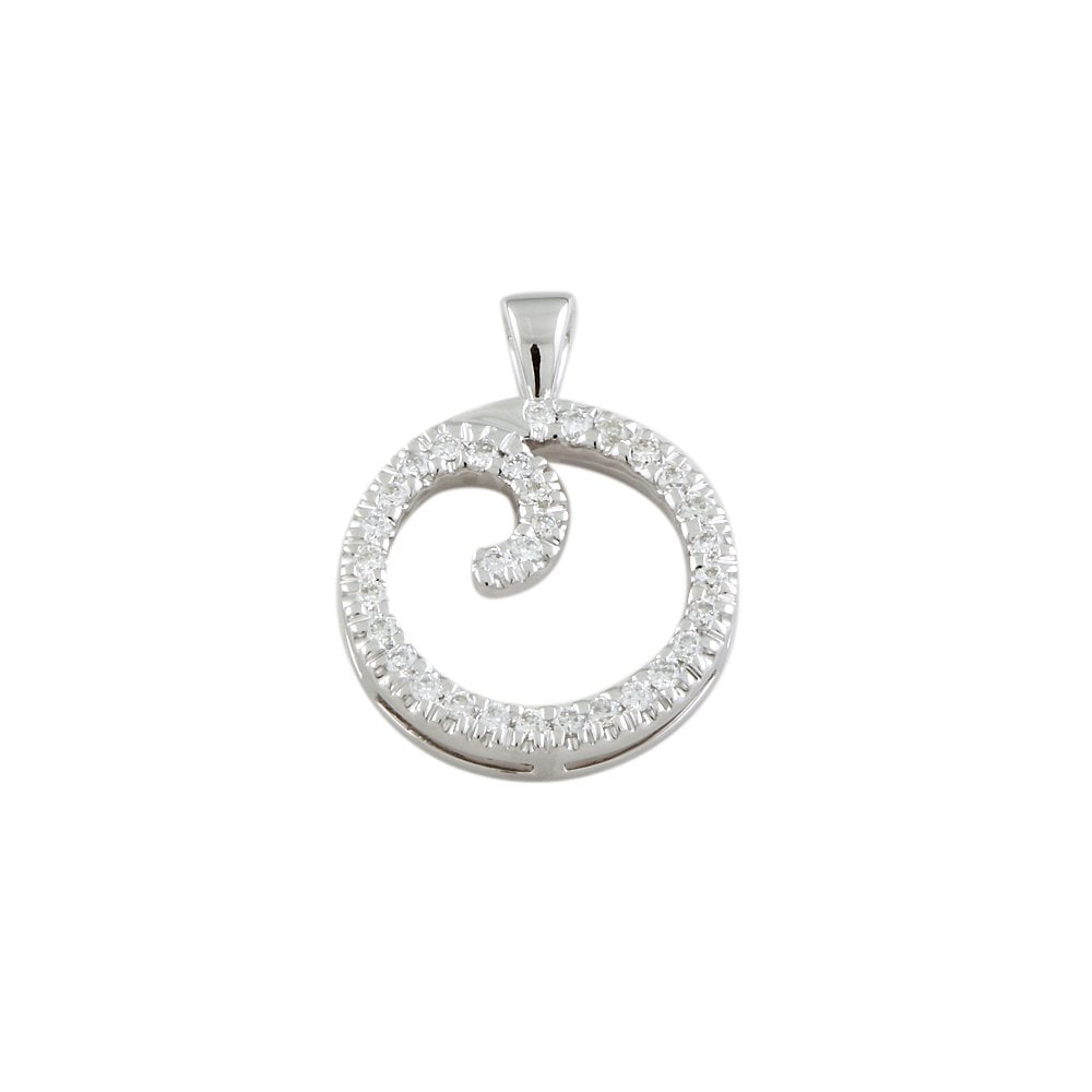 9ct White Gold 0.35ct Round Brilliant Cut Diamonds Circle Pendant