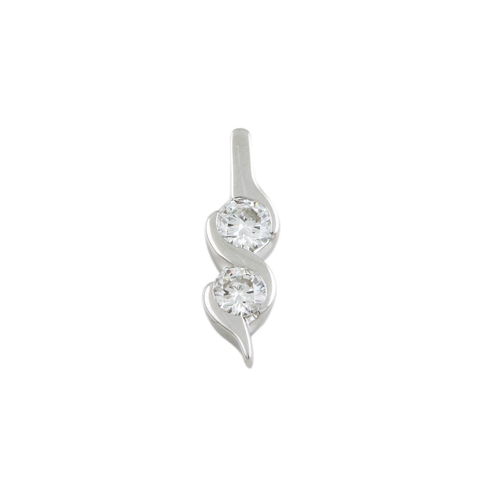 9ct White Gold 0.55ct Round Brilliant Cut Diamonds Two Stone Pendant