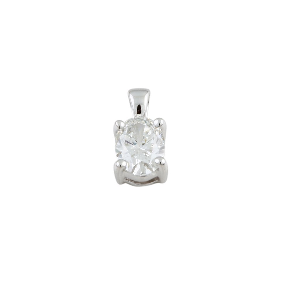 9ct White Gold 0.70ct Oval Cut Diamond Solitaire Pendant