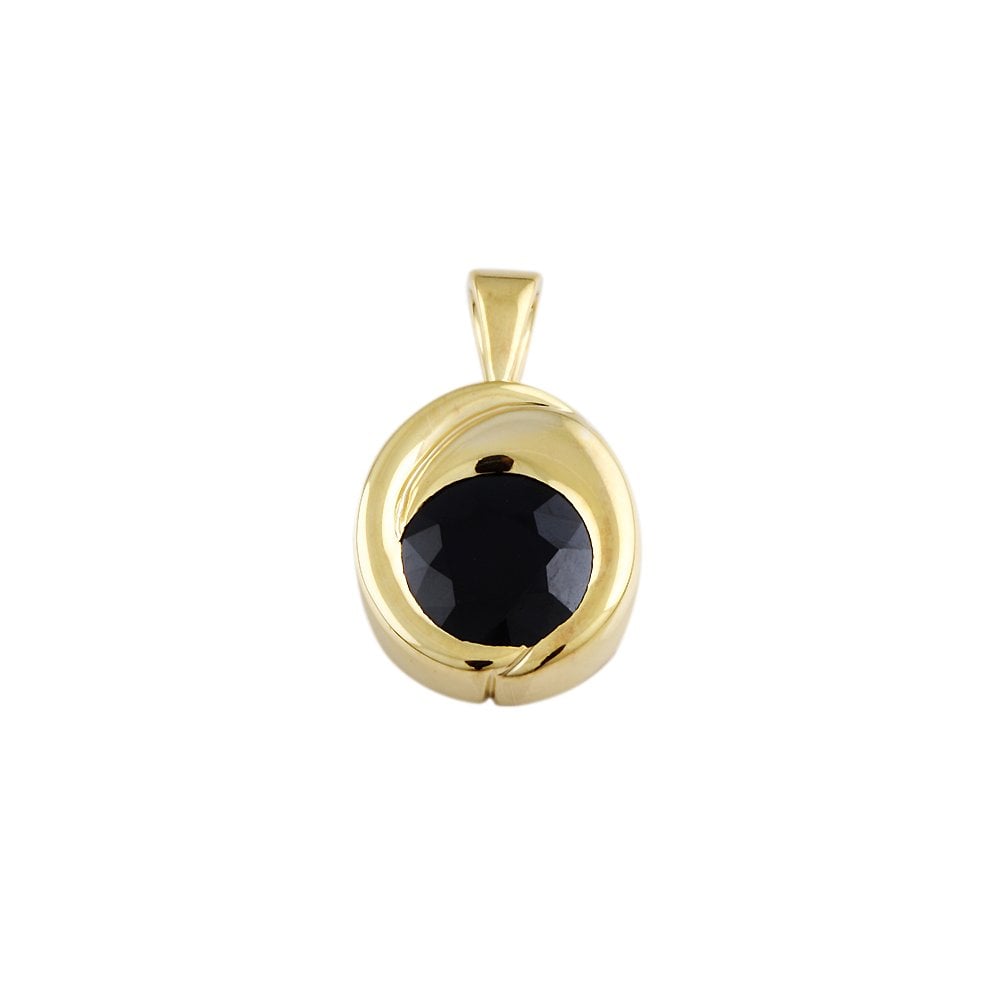 9ct Yellow Gold 2.00ct Round Blue Sapphire Single Stone Pendant