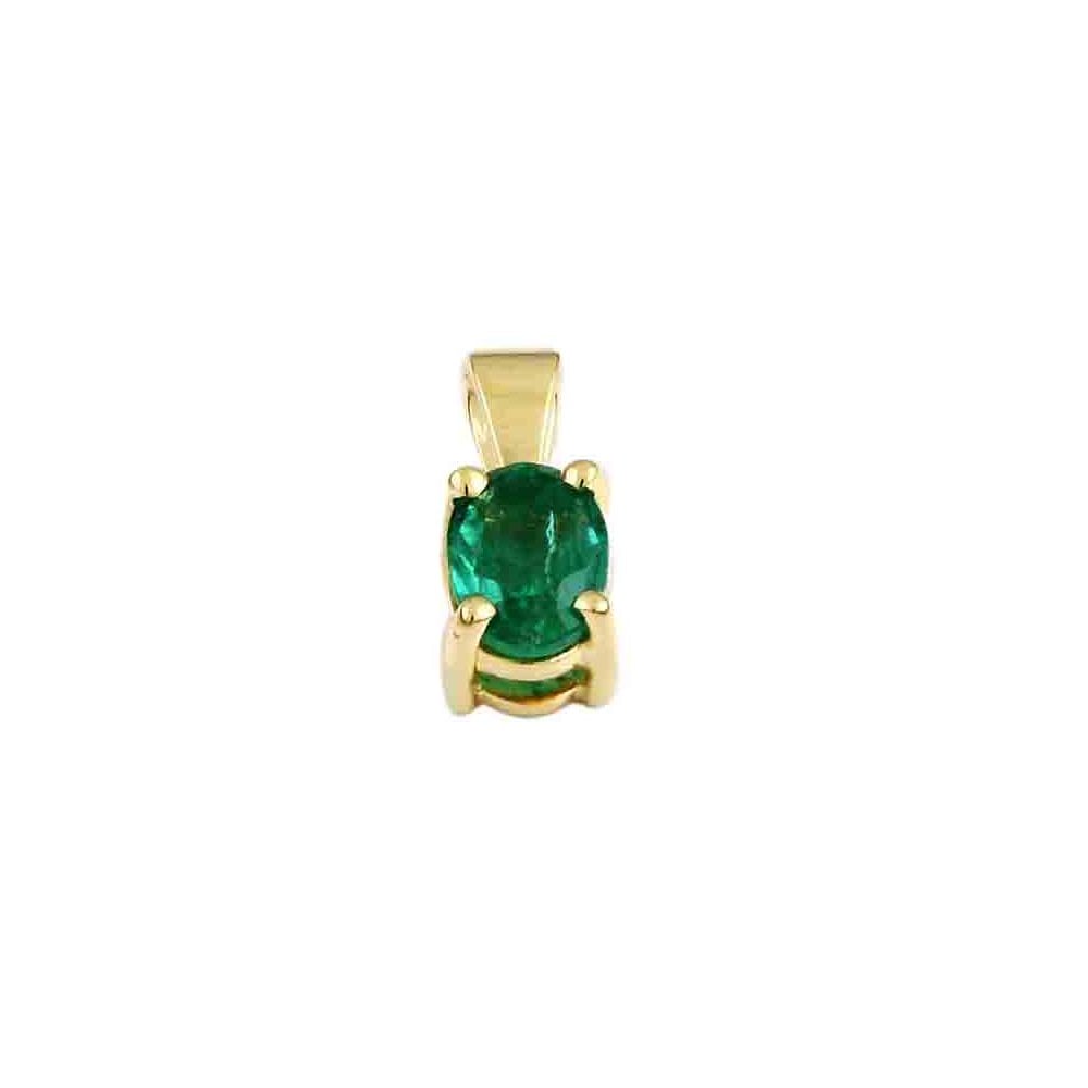 9ct Yellow Gold 0.90ct Oval Emerald Single Stone  Pendant