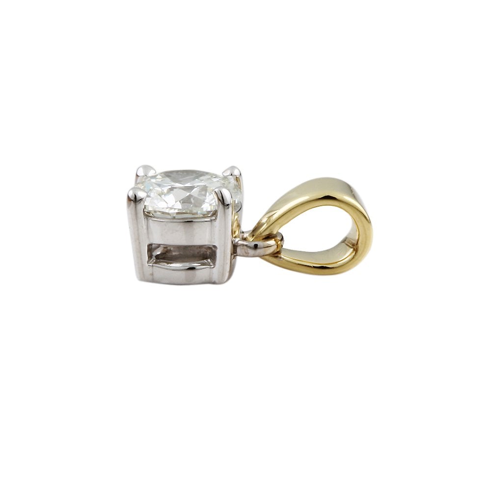 9ct Yellow and White Gold 0.50ct Round Brilliant Cut Diamond Solitaire Pendant