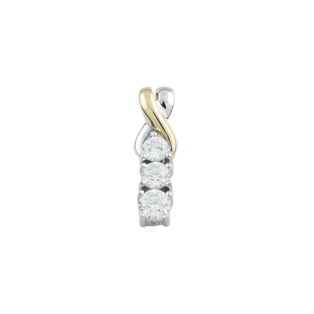 9ct Yellow and White Gold 0.55ct Round Brilliant Cut Diamonds Pendant