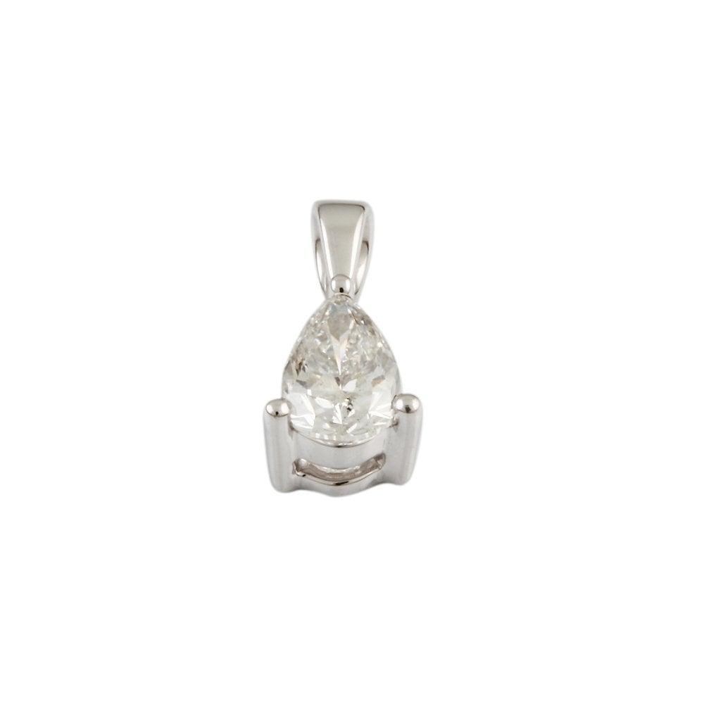 9ct White Gold 0.65ct Pear Shaped Diamond Pendant