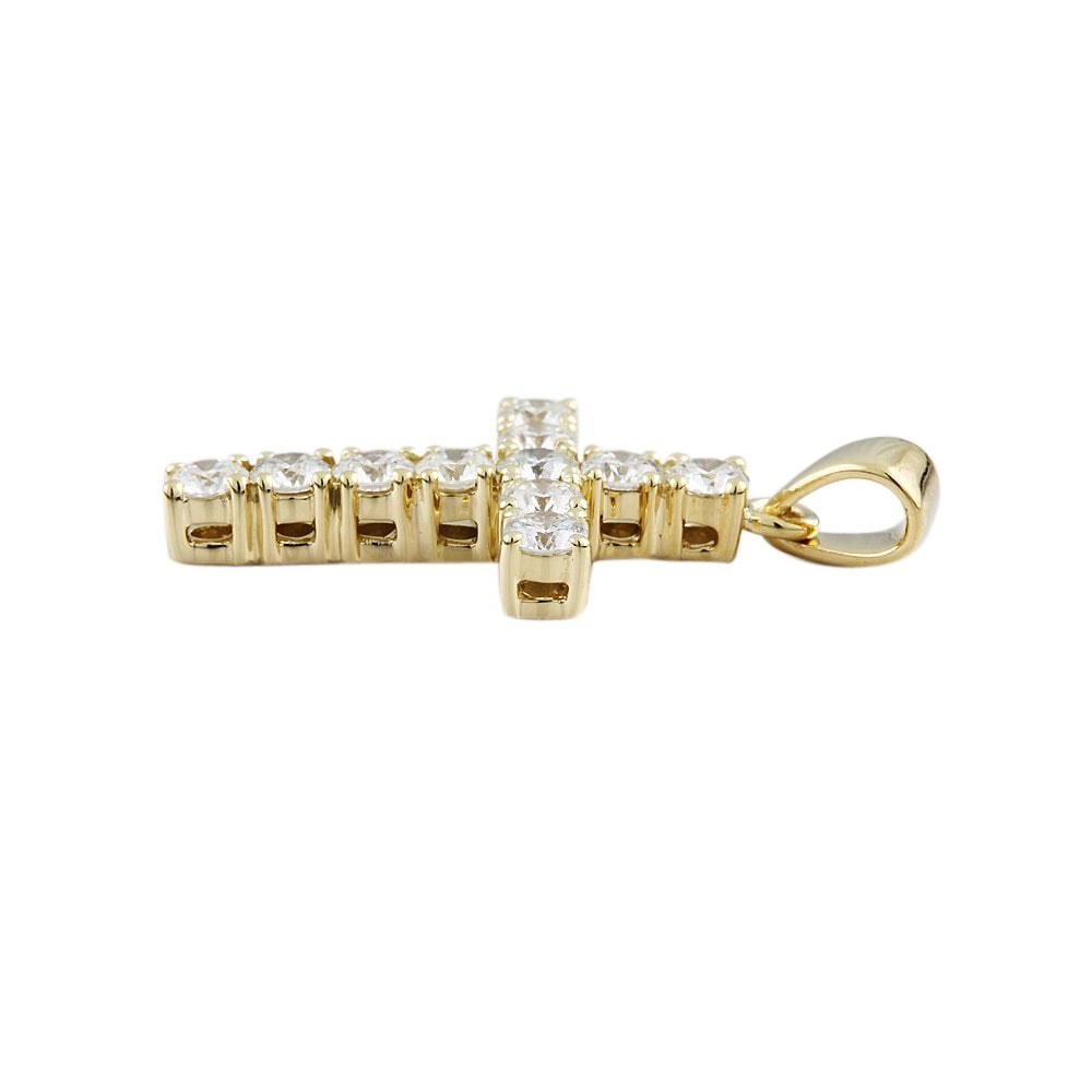 9ct Yellow Gold 1.65ct Round Brilliant Diamonds Cross Pendant