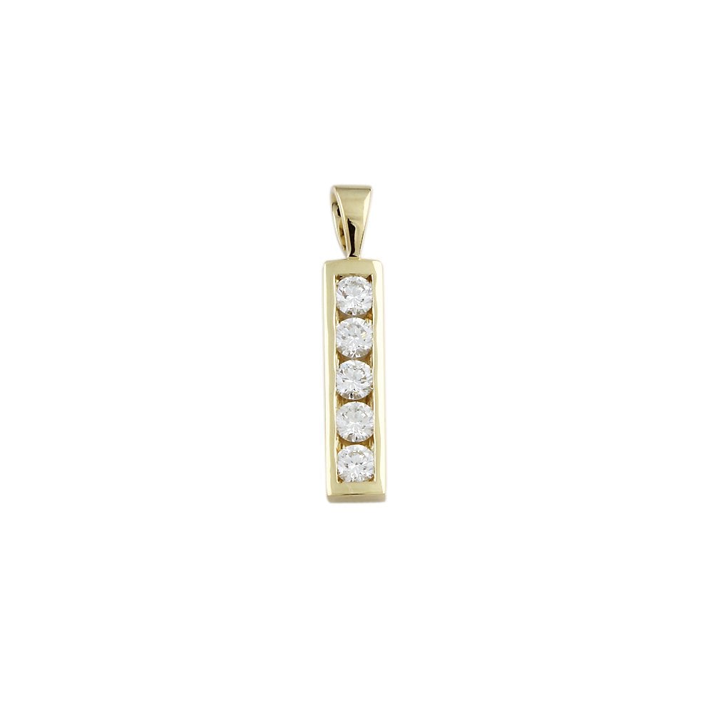 9ct Yellow Gold 0.50ct Round Brilliant Cut Diamond Five Stone Pendant